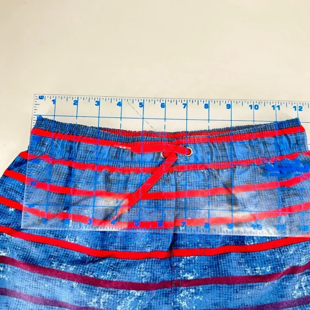 Under Armour Boys Swim Trunks YXL Blue Red Stripe Lined Mesh Shorts